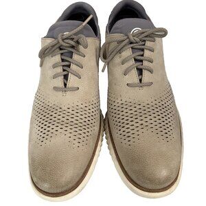 Cole Haan ZERØGRAND Laser Men Shoes 12 M Beige Lined Oxford‎ Leather Lace Up